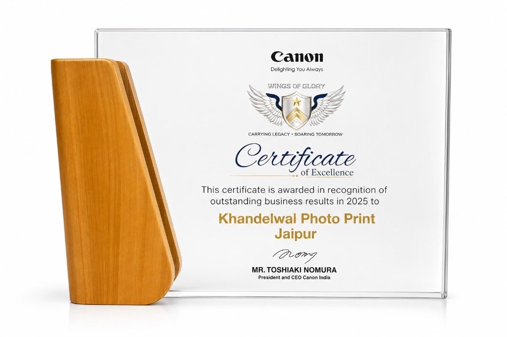 Canon Wings of Glory Certificate of Excellence 2025 awarded to Khandelwal Photo Print Jaipur